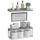 WOPITUES Floating Shelves for Wall Decor Sign Bathroom Organizers and Storage Bathroom Shelves Over Toilet with Metal GuardrailModern Grey