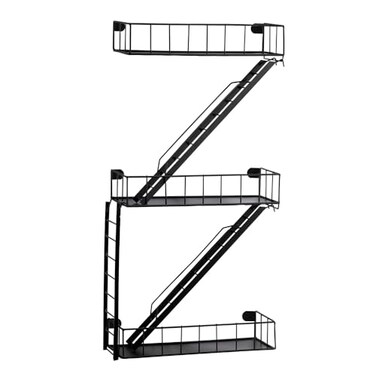 COEAYO Fire Escape Wall Shelf 3 Tier Trinket Action Figure Display with Screwdriver Screws Unique Rustic Floating Action Figure Display for Bathroom Living Room Home Decor 3 Tier 1