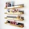 RORKIM 4 Pack 15 Inch Gold Reflective Acrylic Shelves Gold Foating Shelves Modern Sunglasses Essential Oil Picture Ledge Display Toy Storage Shelf