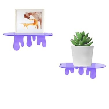 SetGame 2Pack Acrylic Small Wall Shelves 7 Inch Floating Shelf for Walls Home Wall Display Ledges for Storage Room Dcor Small Album Items Organizer Display Dripping Wall Decor