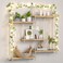 FKSLIFE Hanging Shelves for WallMacrame Hanging Plant Shelf with Vine Lights 5 Tier Rope Floating Shelf Wood Organizer Storage Rack Boho Wall Decor Aesthetic for Succulents Bedroom Bathroom Kitchen