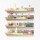 YMVV 157 in Large Golden Reflective Acrylic Mounted Floating Shelf Perfume Organizer Shelf Modern Bathroom Storage Toy Display Organizer Decor 4 Pack
