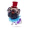BestPysanky Pug in a Festive Red Hat Glass Christmas Ornament
