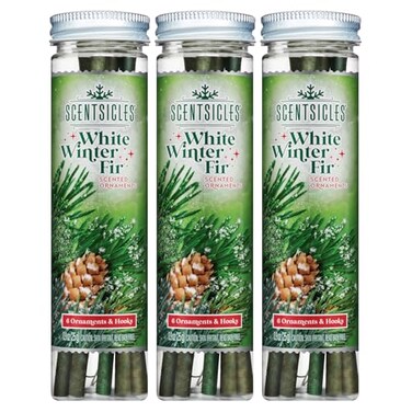 Scentsicles White Winter Fir Scented Christmas Tree Ornaments 3 Bottles 18 Sticks Total