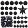 BSTDECOR 52Pack Shatterproof Black Christmas Tree Ornaments and Star Topper For Holiday Decor