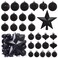 BSTDECOR 52Pack Shatterproof Black Christmas Tree Ornaments and Star Topper For Holiday Decor