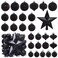 BSTDECOR 52Pack Shatterproof Black Christmas Tree Ornaments and Star Topper For Holiday Decor