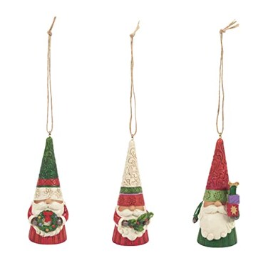 Enesco Jim Shore Heartwood Creek Christmas Gnomes Hanging Ornament Set 335 Inch Multicolor