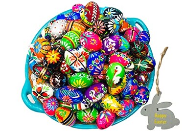 GRANDA Pysanky PISANKI Set of 8 Handpainted Polish Wooden Easter Eggs Packing by Granda