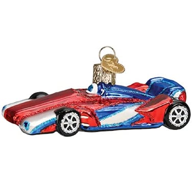 Old World Christmas Racing Car Glass Blown Ornament for Christmas Tree Handcrafted Holiday Decoration Transportation Collection