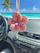 Agromusk Hibiscus Flower Car Hanging OrnamentCrochet Hawaiian Tropical Flowers Bag Charms Decor Car Rear View Mirror Beach Accessories Pink