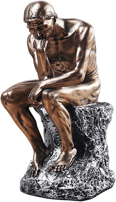 Aendu Creative Thinker Statues Individual Figurine for Living Room Decor H 96 Inch Sandstone Unique Sculpture Enhancing Creativity and Inspiration in Home or Office Copper