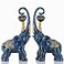 DOVDOV Blue Elephant Statue 2 Piece Set Love Elephant Sculpture Blue Home Decor Elephant Office Bookshelf Bookcase Desk Top Decor