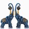 DOVDOV Blue Elephant Statue 2 Piece Set Love Elephant Sculpture Blue Home Decor Elephant Office Bookshelf Bookcase Desk Top Decor