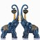 DOVDOV Blue Elephant Statue 2 Piece Set Love Elephant Sculpture Blue Home Decor Elephant Office Bookshelf Bookcase Desk Top Decor