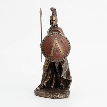 Veronese Design Veronese 9 78 Inch Leonidas Spartan King with Spear and Shield Cold Cast Resin Antique Bronze Sculpture