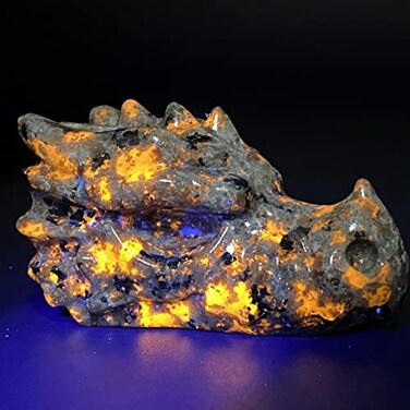 TEAMWILL 315 Natural Yooperite Hand Carved Dragon Skull Quartz Crystal Healing 1pc