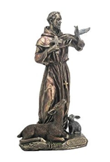 WU Saint Francis of Assisi Statue Sculpture Cold Cast Bronze