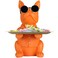 QIANLING Modern Decor Resin Orange Bulldog Tray Statue Tray Storage Key Holder Candy Jewelry Earrings Tray Suitable for Home Decor Modern Art Dining Table Decor Office Small Object Tray