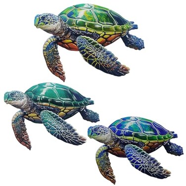 John's Studio Johns Studio 3Pcs Metal Turtle Sea Wall Decor Outdoor Garden Hanging Art Sculptures Home Ocean Theme Decorations for Kitchen Bathroom and Pool