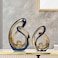 JKUDTQL 2 PCS Navy Blue Decor Accent Ceramic Statue Blue Gold Mid Century Modern Home Decor Accents Sculpture Decorations Centerpieces for Living Room Bookshelf Shelf Coffee Table Kitchen Office Dinin