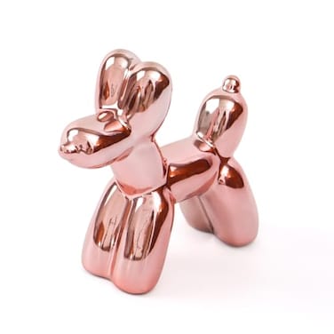 Notakia Cute Ceramics Pink Balloon Dog Statue Crafts Living Room Desktop DecorationsHandmade Modern Small Ceramic Animal Statue Ornament Home Decor Accents Pink Balloon Dog