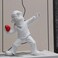 Newmyth Heart Thrower Boy Decorative Statue White Resin Sculpture Modern Art Design 7 x 55 inches