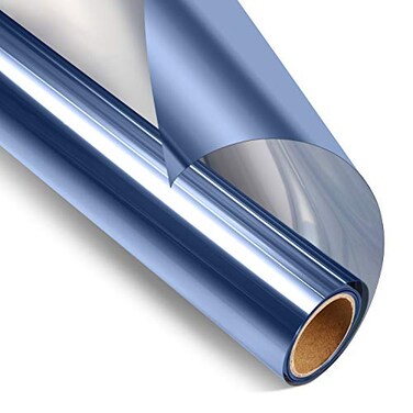 STATINT WINDOW FILMS Privacy One Way Mirror Glass Tint Heat Control Sun UV Blocking Sliding Door Tinting Reflective Static Cling for Home BlueSilver 175 Inch X 65 Feet