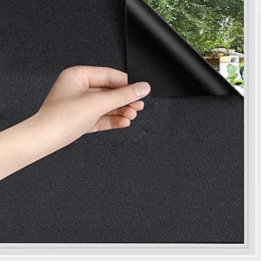 WPCTEV Static Cling Total Blackout Privacy Window Film Cover 100 Light Blocking No Glue Black Window Tint for Home Room Darkening Easy Removal 354 Inch x 131 Feet