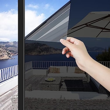 ConCus-T ConCusT Thickened One Way Mirror Window Film 1771 Inch x 65 Feet UV Blocking Window Tint Film for Home Reflective Window Sticker Glass Privacy Film Black Silver