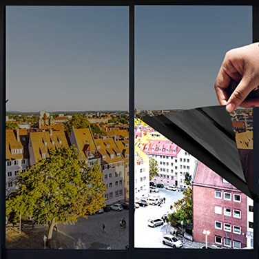 xiawei One Way Window Privacy Film with Tools Heat Control Window Tint for Home ExplosionProof Premium PET Material Sun Blocking Anti UV Reflective Window Film Cosmic Black354 Inch x 164 Feet