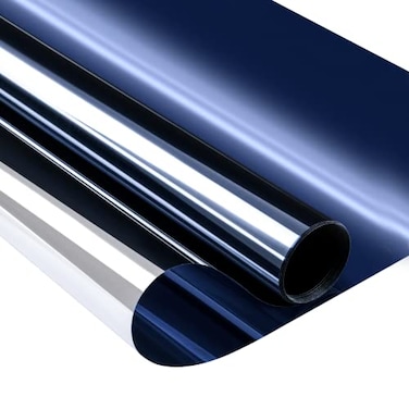 Niviy One Way Window Film Daytime Privacy Mirror Effect Reflective Window Tint for Home Self Adhesive UV Sun Blocking Heat Control Glass Door Films 175 x 787 inches Blue Silver