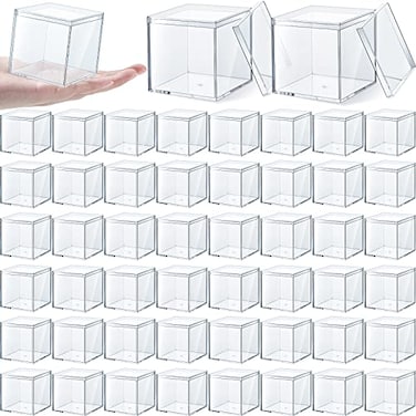 Yulejo Acrylic Plastic Square Cube Small Acrylic Box with Lid Storage Mini Acrylic Boxes Square Display Box Organizer Containers for Candy Pill Tiny Jewelry Gifts 256 x 256 x 256 Inch 48 Pcs