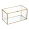 Hipiwe Gold Glass Decorative Rectangular Keepsake Shadow Box Mini Garden Jewelry Display for Wedding Cards Trinkets Photos Perfume 83x43x43