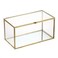 Hipiwe Gold Glass Decorative Rectangular Keepsake Shadow Box Mini Garden Jewelry Display for Wedding Cards Trinkets Photos Perfume 83x43x43