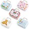 Framendino 5 Pack Mini Suitcases Boxes Small Cartoon Tin Plate Gift Box Rectangular Coin Container Handbag with Handle for Party Wedding Decorations Style C