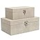 DECOR4SEASON Faux Shagreen Leather Decorative Storage Boxes Set of 2 Ivory