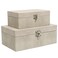 DECOR4SEASON Faux Shagreen Leather Decorative Storage Boxes Set of 2 Ivory