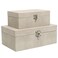 DECOR4SEASON Faux Shagreen Leather Decorative Storage Boxes Set of 2 Ivory