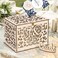 Youeon Upgraded Wooden Wedding Card Box with Lock Key Gift Card Holder for Reception Natural Hollow Heart Money Box with Card Sign for Wedding