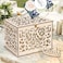 Youeon Upgraded Wooden Wedding Card Box with Lock Key Gift Card Holder for Reception Natural Hollow Heart Money Box with Card Sign for Wedding