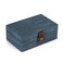 Hipiwe Treasure Chest Jewelry Box Wooden Decorative Box with Clasp Linen Covered Memento Case Box Rectangular Keepsake Box Photos Storage Organizer Home DecorBlue