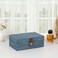 Hipiwe Treasure Chest Jewelry Box Wooden Decorative Box with Clasp Linen Covered Memento Case Box Rectangular Keepsake Box Photos Storage Organizer Home DecorBlue