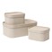 La Jolie Maison Fluted Cardboard Storage Baskets with LeatherLike Lids Sturdy Stackable Paper Boxes Decorative TraySet of 3 Ivory