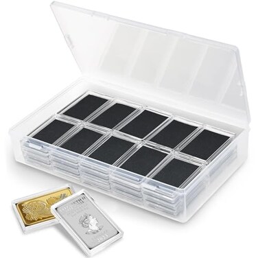 WAEKIYTL Silver Bar Case 1 Oz Silver Bar Storage Box 40 Count Clear Acrylic Storage Container Modern Style