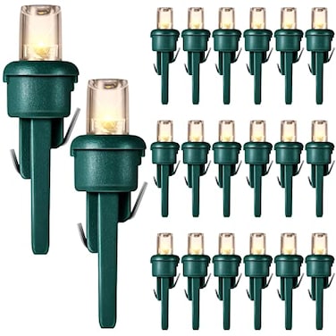 Honoson 120 Count 5 mm Winter LED Replacement Bulbs Bulk Wide Angle Winter LED Light Bulbs String Replacement Festival Light Garland Outdoor Tree Home Decoration Green Base with Warm White Bulb