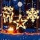 LHYLDS 3Pcs Christmas Window Lights Christmas Window Decorations Battery Powered Hanging Xmas Lights Snowflake Star Elk Shaped with Suction Cup for XmasNew YearBalconyPartyIndoor Outdoor Decor