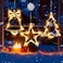 LHYLDS 3Pcs Christmas Window Lights Christmas Decorations Lights Battery Powered Hanging Indoor String Lights Xmas Tree Jingle Bell Star Shaped with Suction Cup for Xmas New Year PartyIndoor Decor