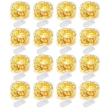 MUMUXI Battery Operated LED Fairy Lights 16 Pack 10ft Warm White Waterproof Energy Efficient Indoor Outdoor Usage