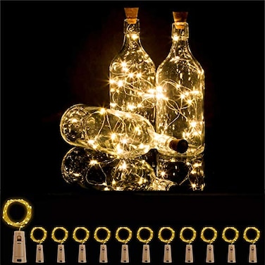 StarryMine Bottle Lights 12 Pack 20 LEDs Cork Lights for Wine Bottles Battery Included Powered Fairy Mini String Lights for DIY Jar Lighting Indoor Bedroom Party Wedding Christmas Halloween Decor warm